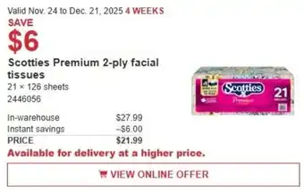 Scotties Premium 2-ply facial tissues