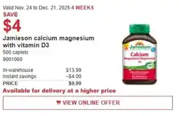 Costco Jamieson calcium magnesium with vitamin D3 offer