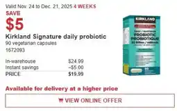 Costco Kirkland Signature daily probiotic offer