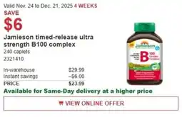 Costco Jamieson timed-release ultra strength B100 complex offer