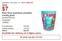 Costco Roar Plus hydration powders variety pack offer