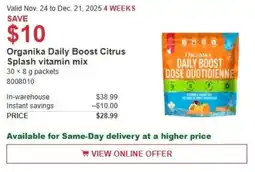 Costco Organika Daily Boost Citrus Splash vitamin mix offer