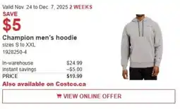 Costco Champion men's hoodie offer