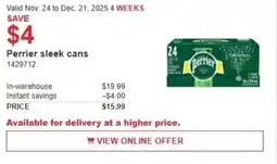 Costco Perrier sleek cans offer