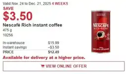Costco Nescafé Rich instant coffee offer