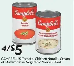 Sobeys Campbell's tomato, chicken noodle, cream of mushroom or vegetable soup offer