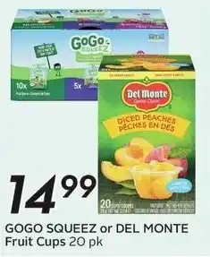 Sobeys Gogo squeez or del monte fruit cups offer
