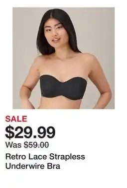 TSC Stores Retro Lace Strapless Underwire Bra offer