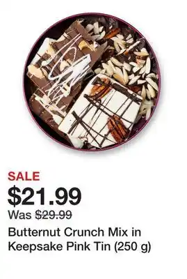 TSC Stores Butternut Crunch Mix in Keepsake Pink Tin (250 g) offer
