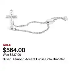 TSC Stores Silver Diamond Accent Cross Bolo Bracelet offer