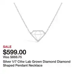 TSC Stores Silver 1/7 Cttw Lab Grown Diamond Diamond Shaped Pendant Necklace offer