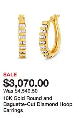 TSC Stores 10K Gold Round and Baguette-Cut Diamond Hoop Earrings offer