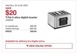 Costco T-Fal 4-slice digital toaster offer
