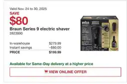 Costco Braun Series 9 electric shaver offer