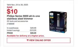 Costco Philips Series 9000 all-in-one stainless steel trimmer offer