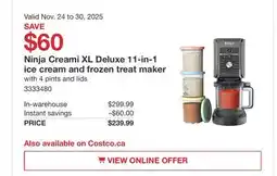 Costco Ninja Creami XL Deluxe 11-in-1 ice cream and frozen treat maker offer