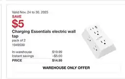 Costco Charging Essentials electric wall tap offer