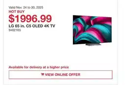 Costco LG 65 in. C5 OLED 4K TV offer