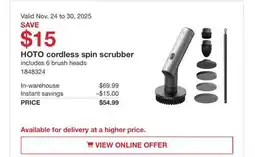Costco HOTO cordless spin scrubber offer