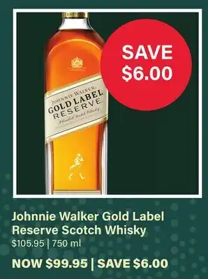 LCBO Johnnie Walker Gold Label Reserve Scotch Whisky offer