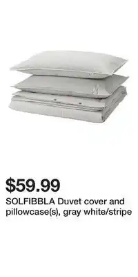 IKEA SOLFIBBLA Duvet cover and pillowcase(s), gray white/stripe offer