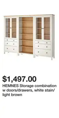 IKEA HEMNES Storage combination w doors/drawers, white stain/light brown offer
