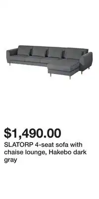 IKEA SLATORP 4-seat sofa with chaise lounge, Hakebo dark gray offer
