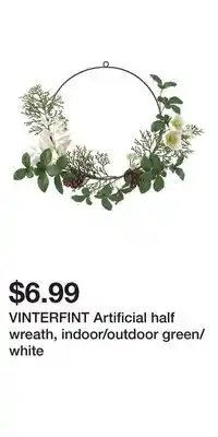 IKEA VINTERFINT Artificial half wreath, indoor/outdoor green/white offer