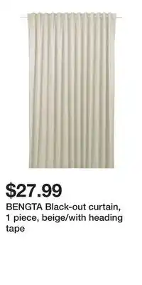 IKEA BENGTA Black-out curtain, 1 piece, beige/with heading tape offer