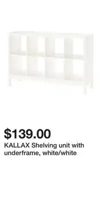 IKEA KALLAX Shelving unit with underframe, white/white offer