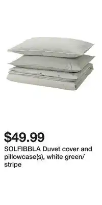 IKEA SOLFIBBLA Duvet cover and pillowcase(s), white green/stripe offer