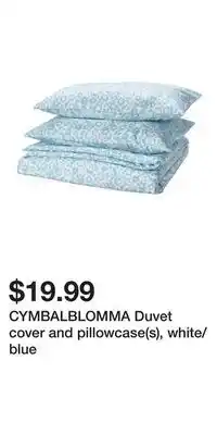 IKEA CYMBALBLOMMA Duvet cover and pillowcase(s), white/blue offer