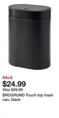 IKEA BROGRUND Touch top trash can, black offer