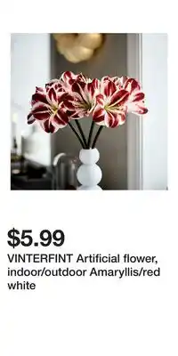 IKEA VINTERFINT Artificial flower, indoor/outdoor Amaryllis/red white offer