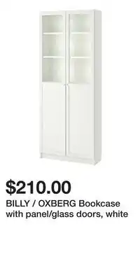 IKEA BILLY / OXBERG Bookcase with panel/glass doors, white offer