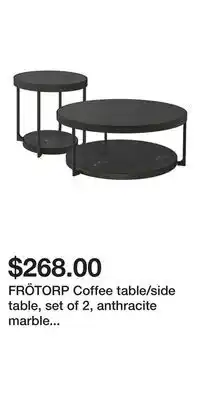 IKEA FRÖTORP Coffee table/side table, set of 2, anthracite marble effect/black glass offer