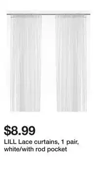 IKEA LILL Lace curtains, 1 pair, white/with rod pocket offer