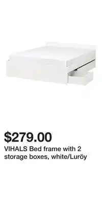 IKEA VIHALS Bed frame with 2 storage boxes, white/Luröy offer