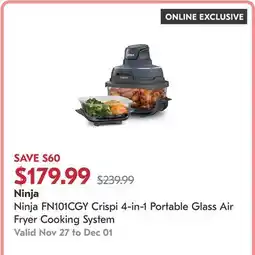 Shoppers Drug Mart Ninja FN101CGY Crispi 4-in-1 Portable Glass Air Fryer Cooking System offer