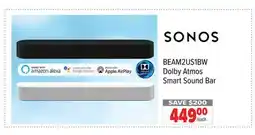 2001 Audio Video BEAM2US1BW Dolby Atmos Smart Sound Bar offer