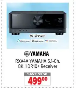 2001 Audio Video RXV4A YAMAHA 5.1-Ch. 8K HDR10+ Receiver offer