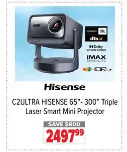 2001 Audio Video C2ULTRA HISENSE 65- 300 Triple Laser Smart Mini Projector offer