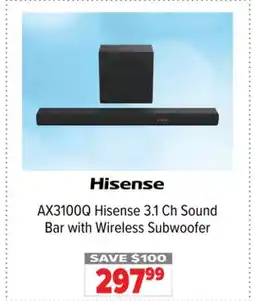2001 Audio Video AX3100Q 3.1 Ch Sound Bar with Wireless Subwoofer offer