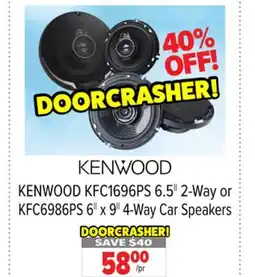 2001 Audio Video KENWOOD KFC1696PS 6.5 2-Way or KFC6986PS 6 x 9 4-Way Car Speakers offer