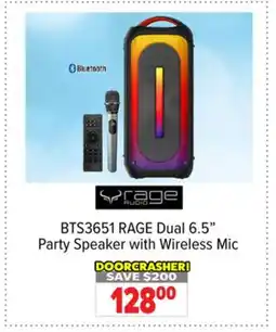2001 Audio Video BTS3651 RAGE Dual 6.5 Party Speaker with Wireless Mic offer