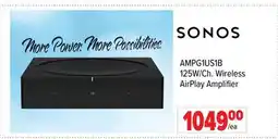 2001 Audio Video SONOS 125W/Ch. Wireless AirPlay Amplifier offer