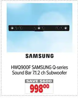 2001 Audio Video HWQ900F SAMSUNG Q-series Sound Bar 7.1.2 ch Subwoofer offer
