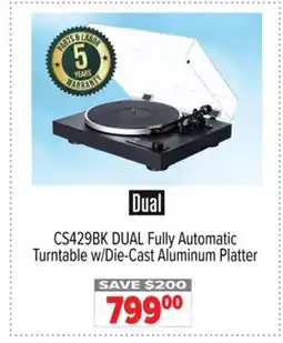 2001 Audio Video CS429BK DUAL Fully Automatic Turntable w/Die-Cast Aluminum Platter offer