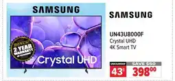 2001 Audio Video UN43U8000F Crystal UHD 4K Smart TV offer