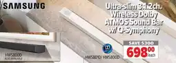 2001 Audio Video HWS801D Ultra Slim 3.1.2ch. Wireless Dolby ATMOS Sound Bar w/ Q-Symphony offer